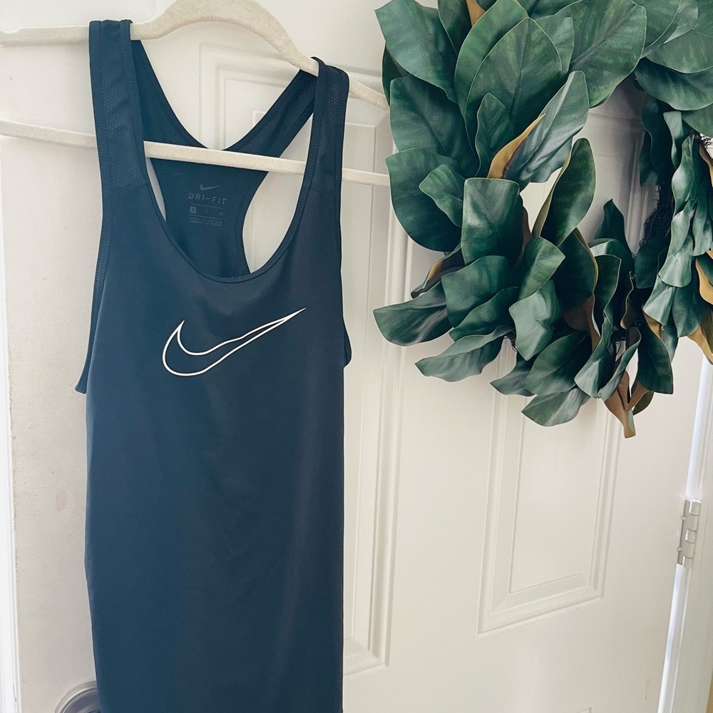 Nike Black Dri-FIT Tank with White Swoosh